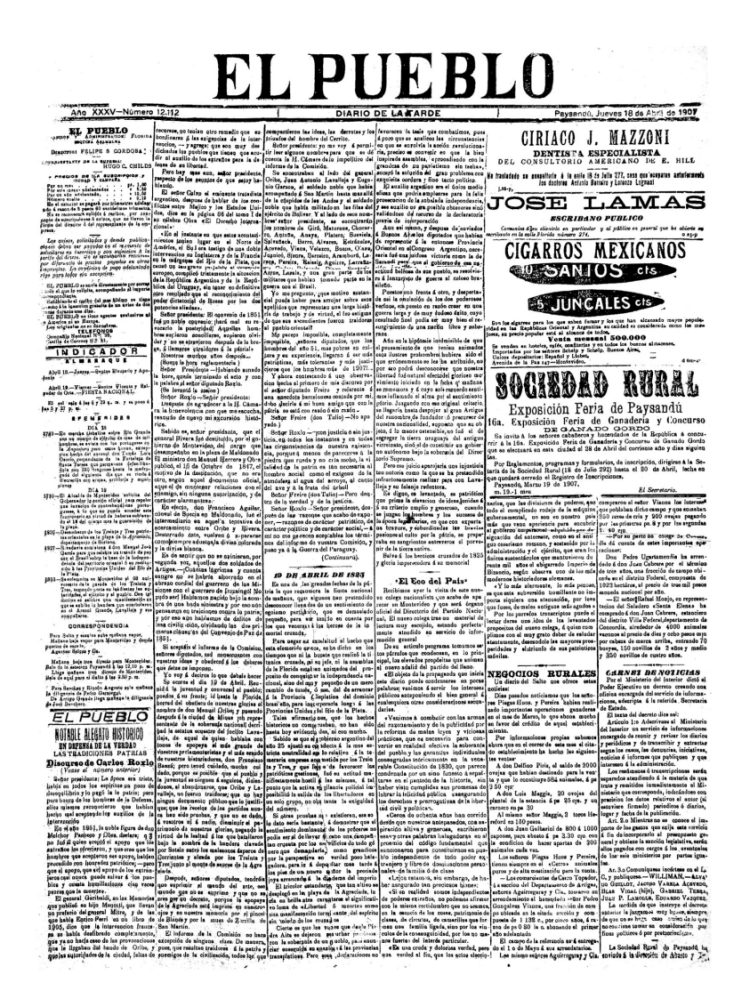 EL PUEBLO del 18/04/1907